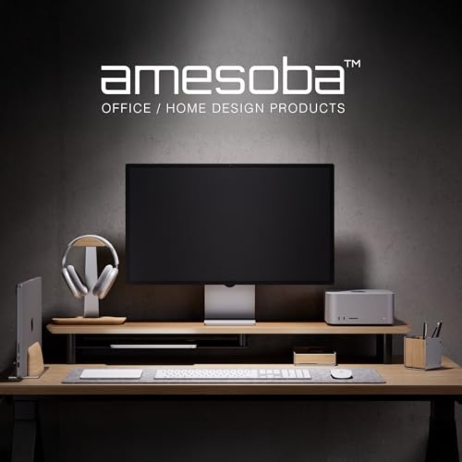 White Oak Dual-Tier Ergonomic  - đánh giá và giá Desk Setup Dual Monitor