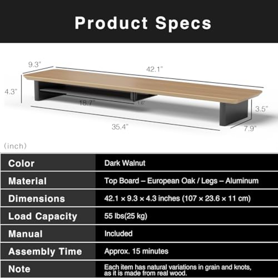 White Oak Dual-Tier Ergonomic  - đánh giá và giá Desk Setup Dual Monitor