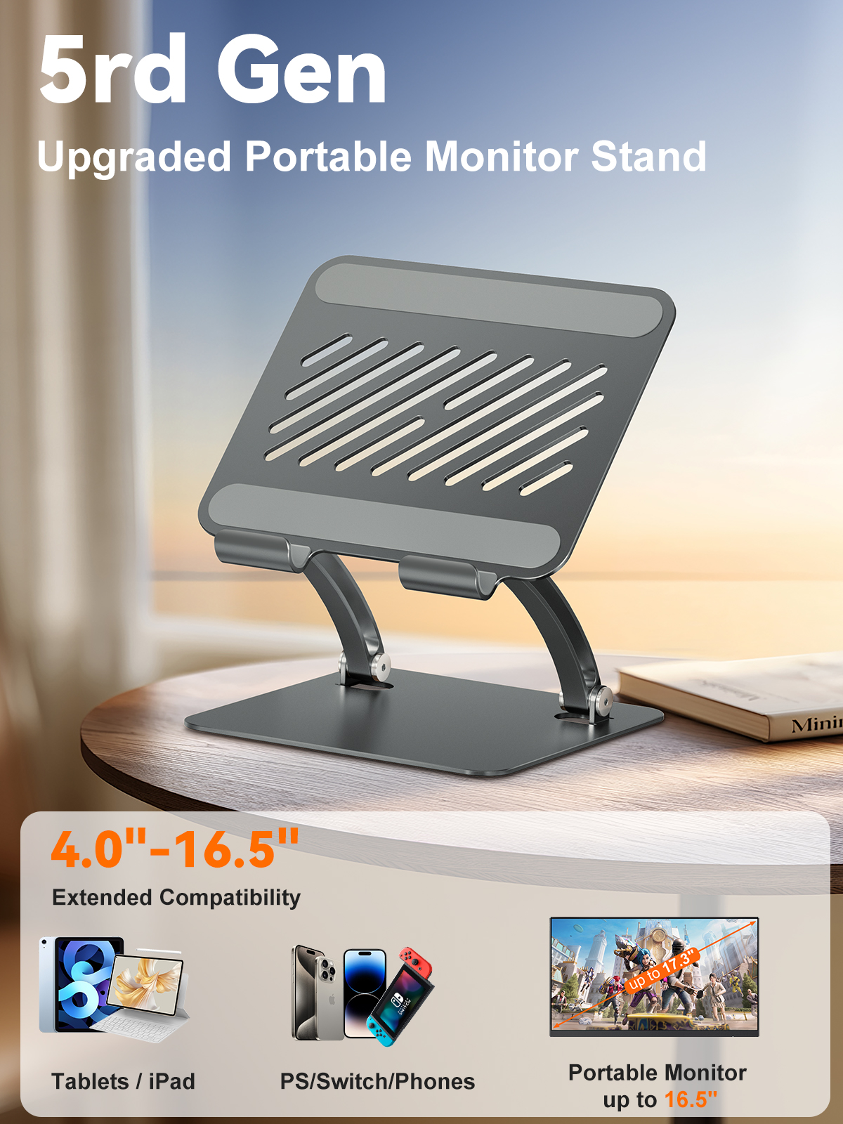 Tablet Holder Stand, Dual Rod  - đánh giá và giá Dual Monitor Desk Setup