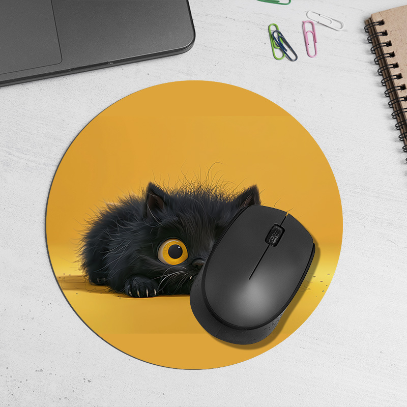 Cute Black Cat Round Mouse Pad - đánh giá và giá Desk Setup Rug