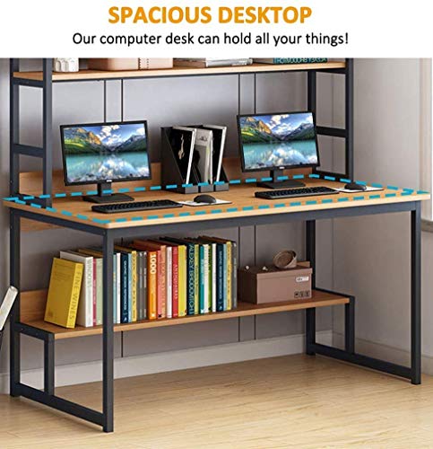 55-Inch Wide Computer Desk Wit - đánh giá và giá Desk Setup Dual Monitor